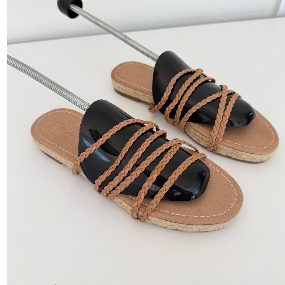 Madewell The Braided Boardwalk Espadrille Slide Sandals English Saddle MD777 8 - Picture 14 of 16